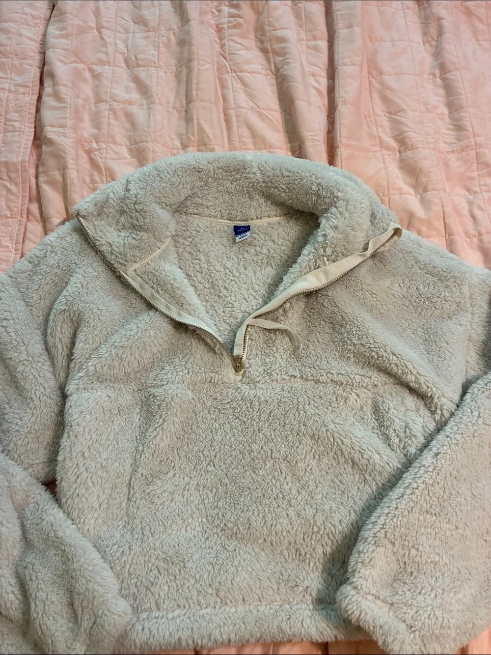 Old Navy Plush Sherpa Half-Zip Jacket - Cream XS